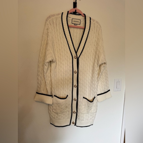 Assignment Revolve Julienne Ivory & Black Cable Knit Sweater Dress Size XL EUC - Picture 2 of 8
